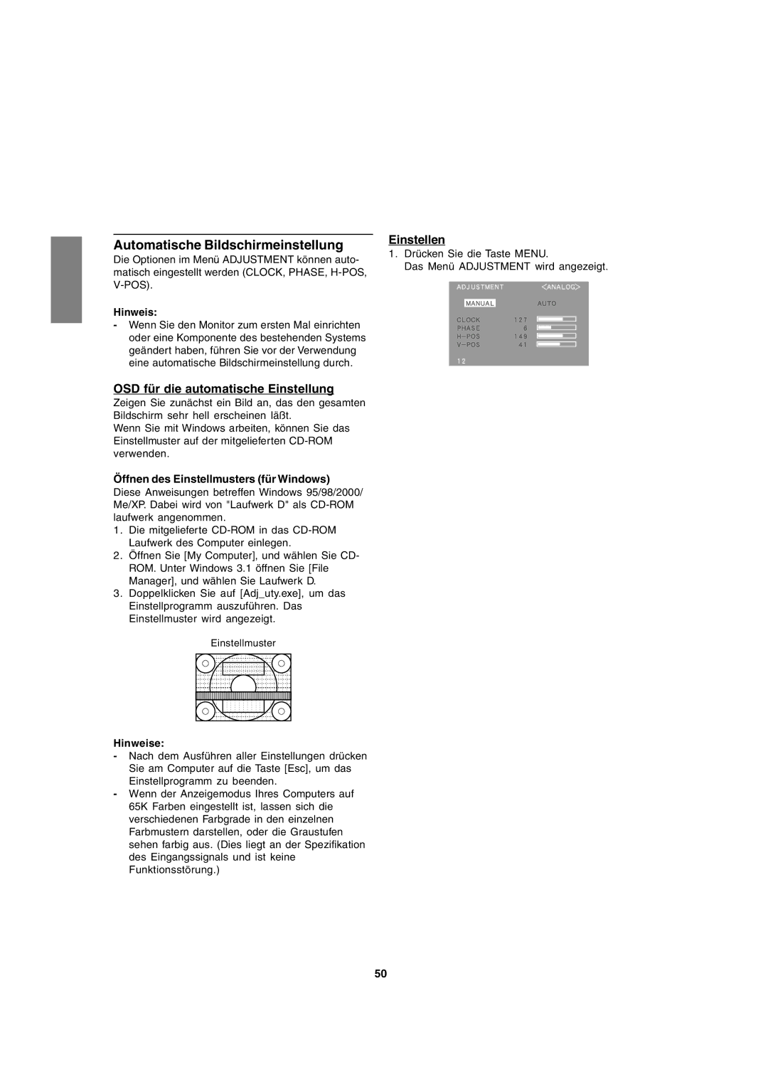 Sharp LL-T1820-B Einstellen der Bildschirmanzeige Bei analogem Anschluss, Automatische Bildschirmeinstellung 