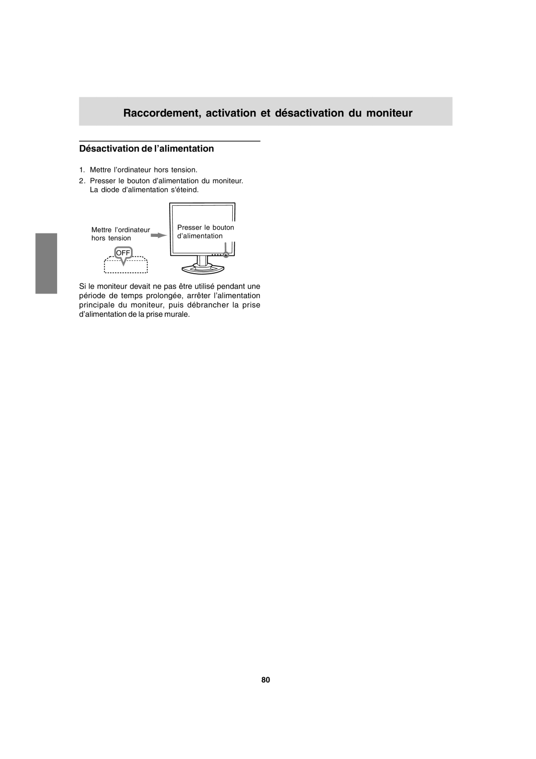 Sharp LL-T1820-B operation manual Désactivation de l’alimentation 