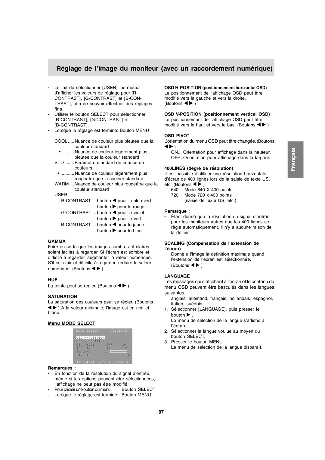 Sharp LL-T1820-B operation manual Français 