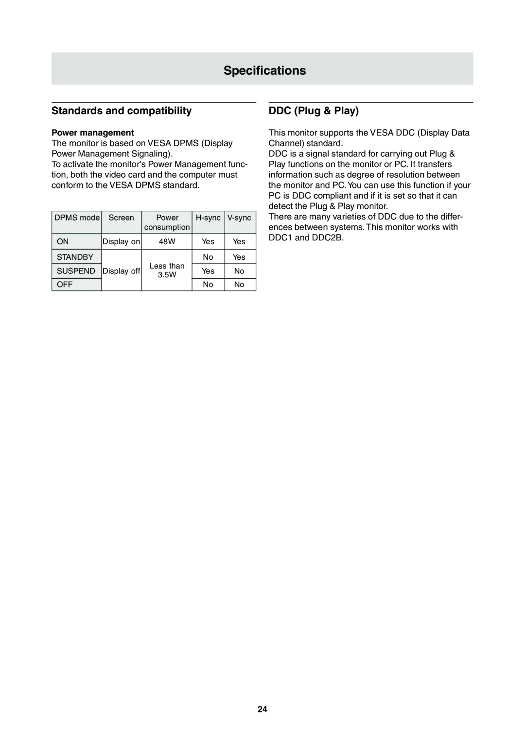 Sharp LL-T2000A operation manual Standards and compatibility, Power management 