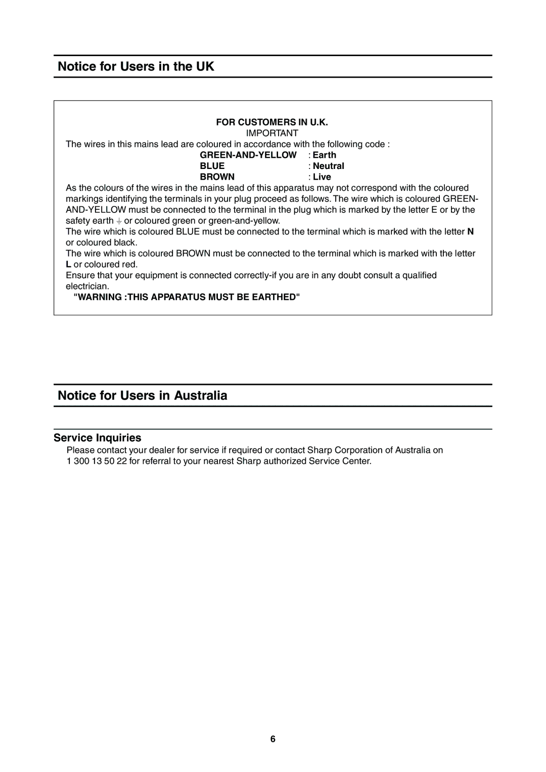 Sharp LL-T2000A operation manual Service Inquiries, For Customers in U.K, Blue, Brown 