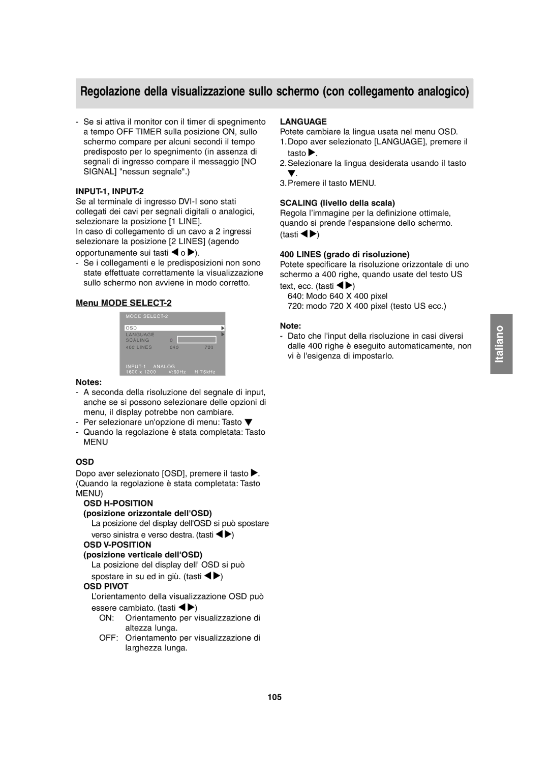 Sharp LL-T2020 operation manual Osd H-Position, Osd V-Position 