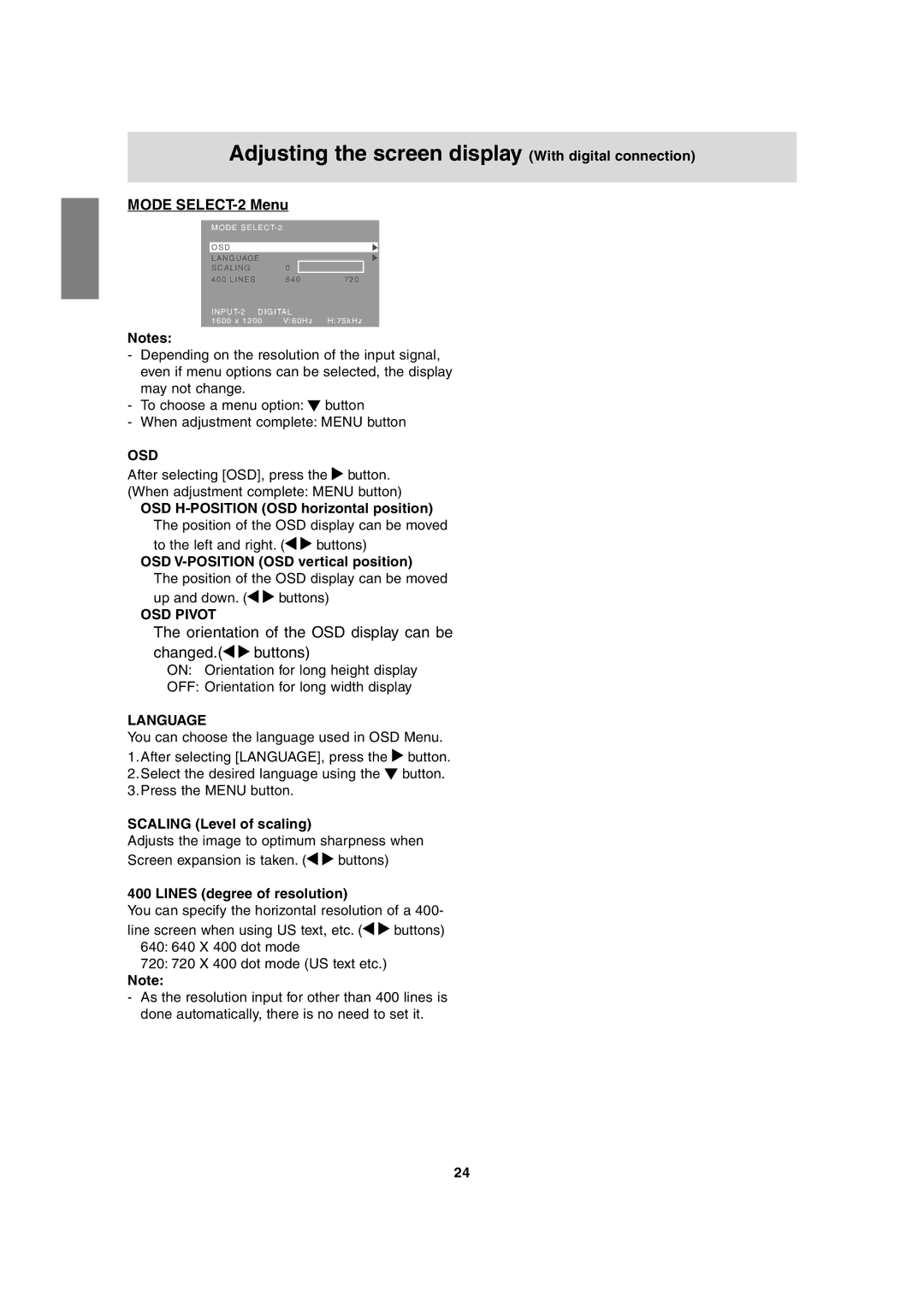 Sharp LL-T2020 operation manual P U T- 2 D I G I TA L 1600 x V60Hz H75kHz 