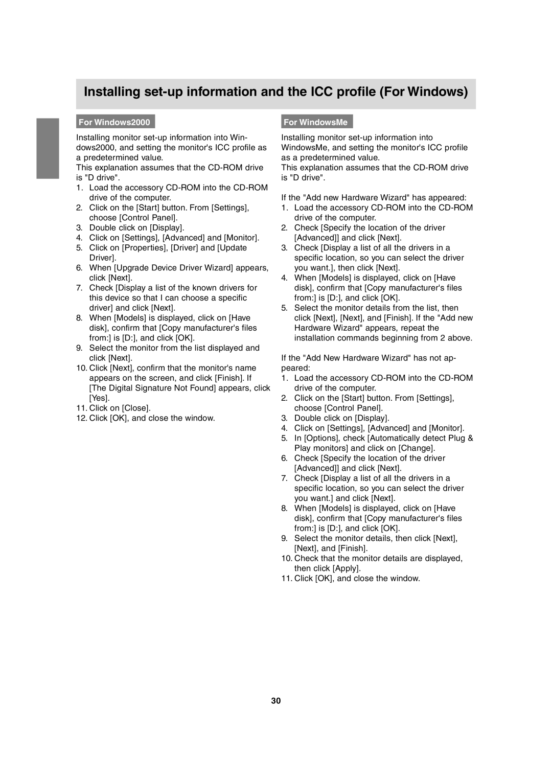 Sharp LL-T2020 operation manual For Windows2000, For WindowsMe 