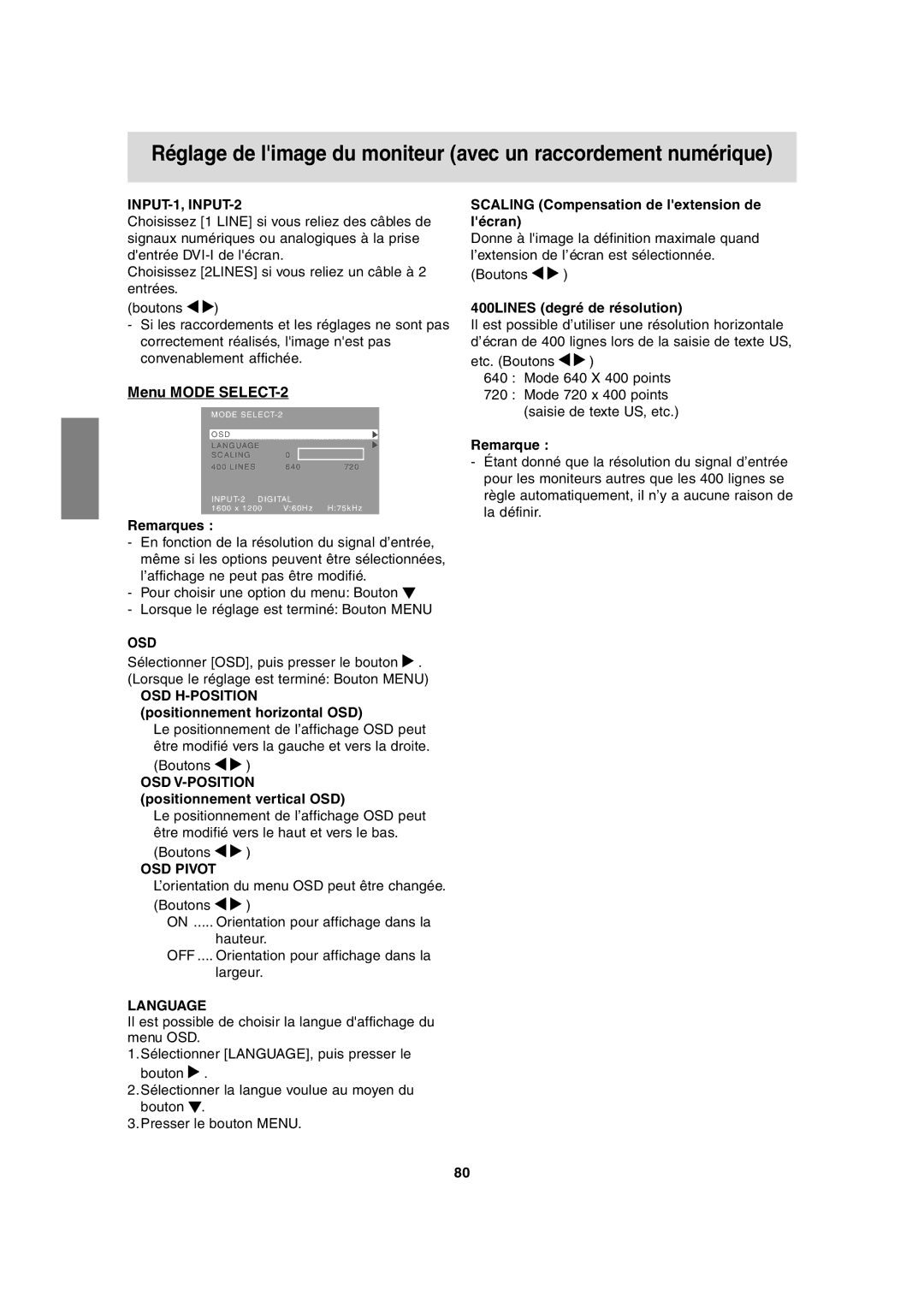 Sharp LL-T2020 operation manual Menu Mode SELECT-2 