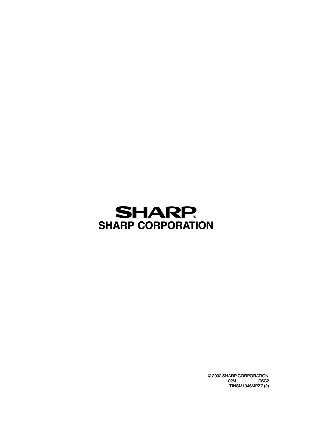Sharp LL-T2020 operation manual Sharp Corporation, SHARP CORPORATION 02MDSC2 TINSM1046MPZZ 