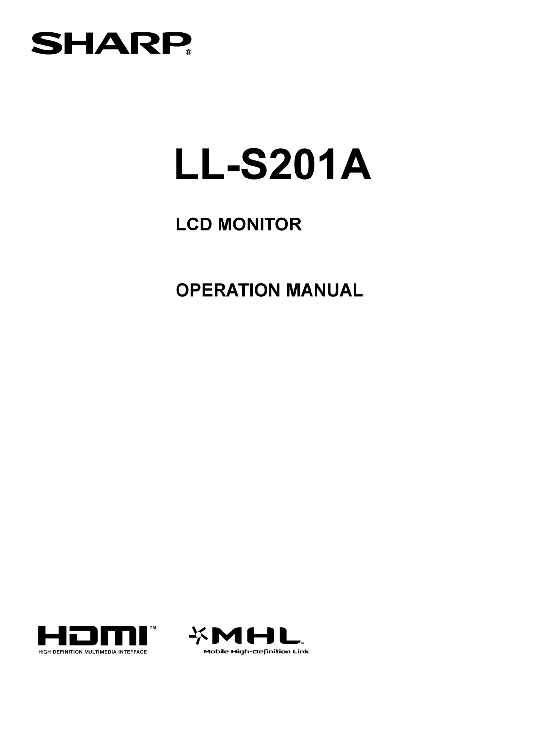 Sharp LL-S201A, LLS201A operation manual 