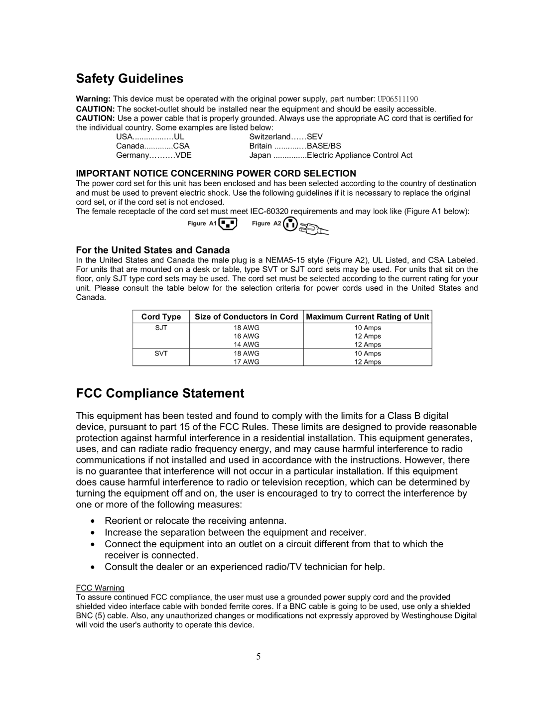 Sharp LTV-19w3 manual Safety Guidelines, FCC Compliance Statement, For the United States and Canada 