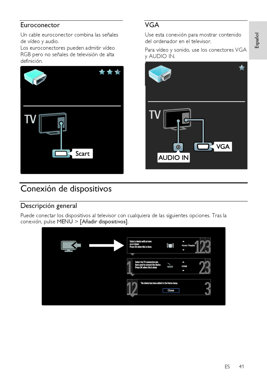 Sharp LU630E, LX632E, LX630E, LU632E, LE630E, LE630RU, LE632E manual Conexión de dispositivos, Euroconector, Descripción general 