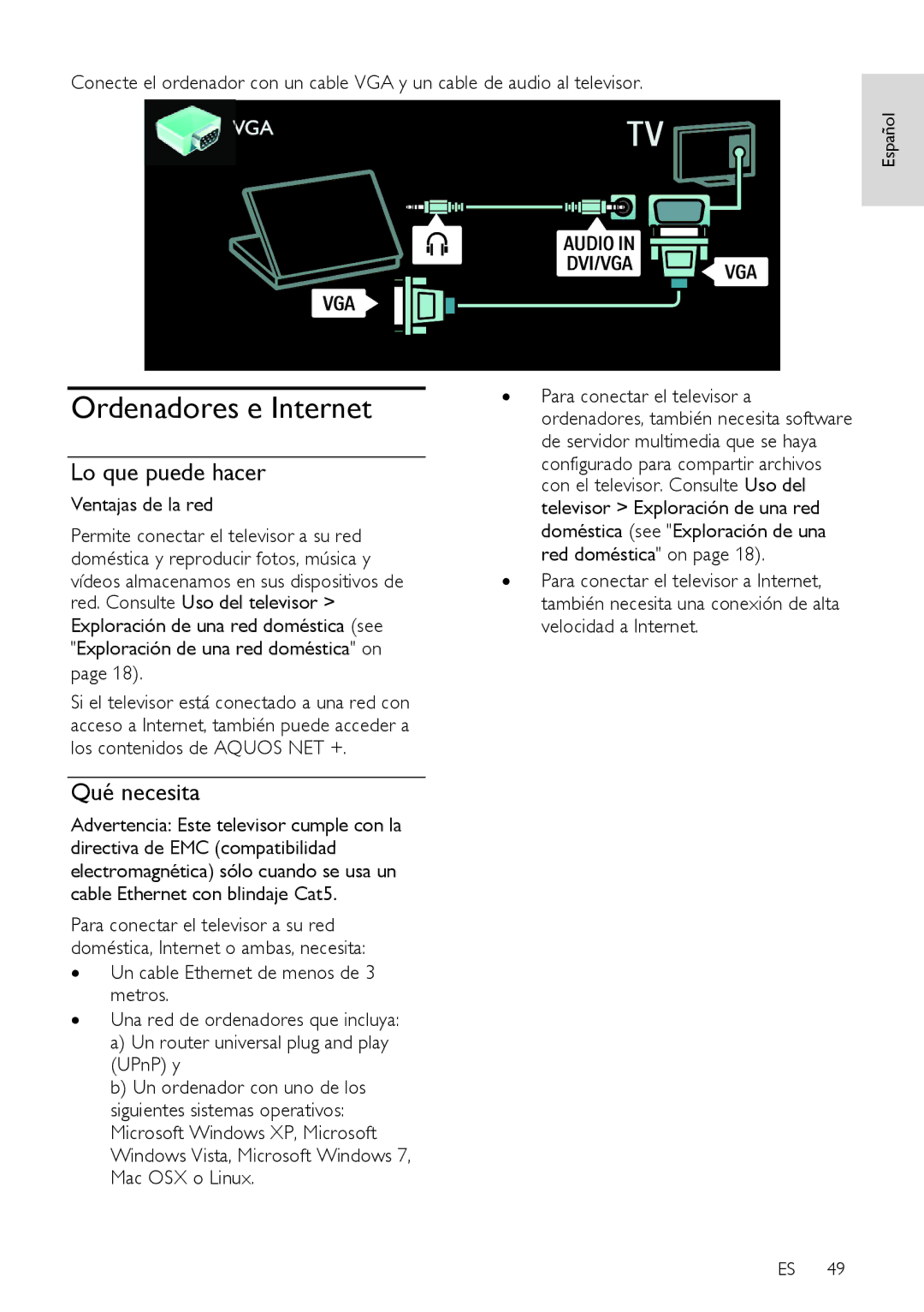 Sharp LU630E, LX632E, LX630E, LU632E, LE630E, LE630RU, LE632E, LE631E manual Ordenadores e Internet, Ventajas de la red 