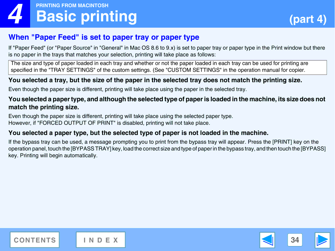 Sharp M270, AR-M230 manual When Paper Feed is set to paper tray or paper type 