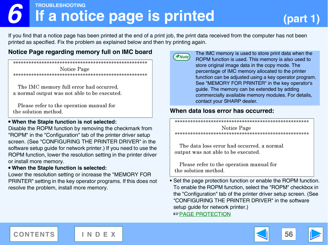 Sharp M270, AR-M230 manual If a notice page is printed, When data loss error has occurred 