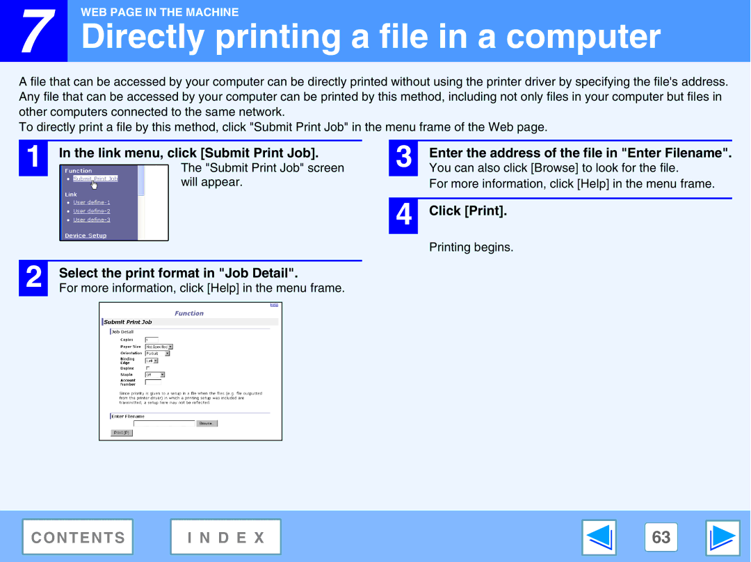 Sharp AR-M230, M270 manual Directly printing a file in a computer, Link menu, click Submit Print Job, Click Print 