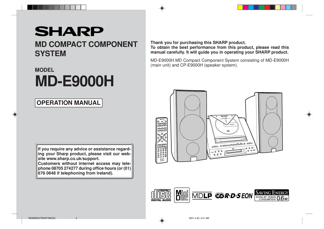 Sharp MD-E9000H operation manual 