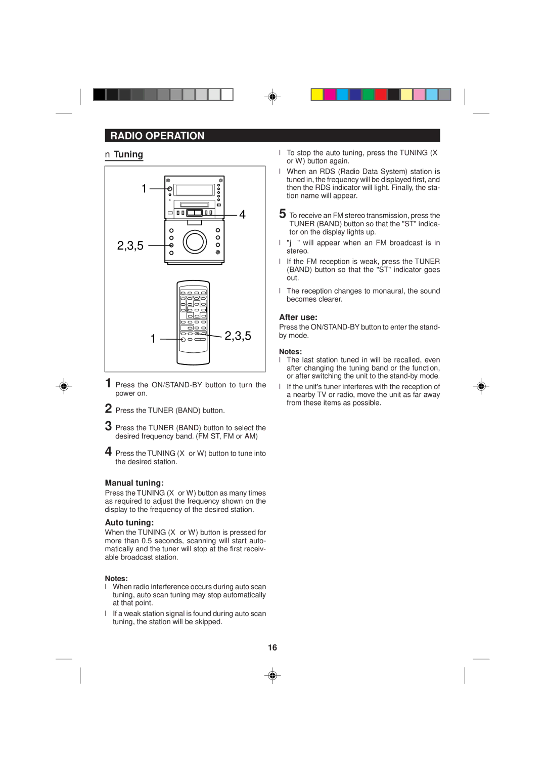 Sharp MD-M1H operation manual Radio Operation, Tuning, Manual tuning, Auto tuning 