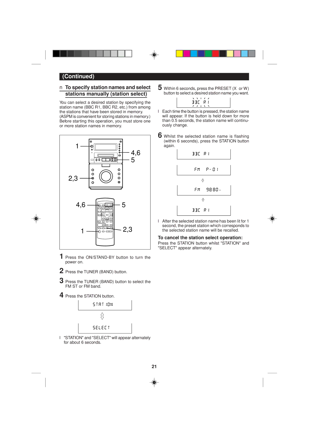 Sharp MD-M1H operation manual To cancel the station select operation 