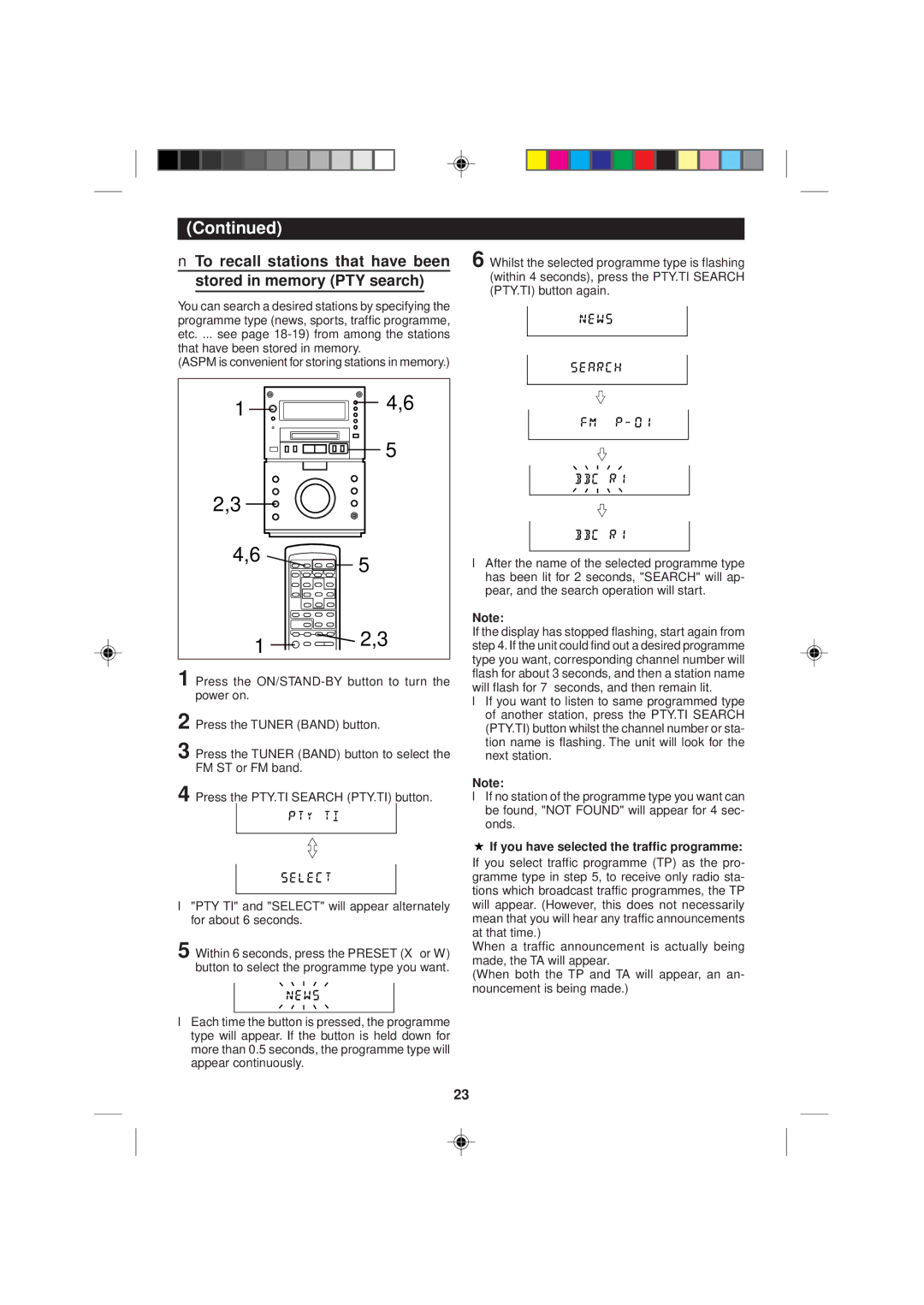 Sharp MD-M1H operation manual If you have selected the traffic programme 