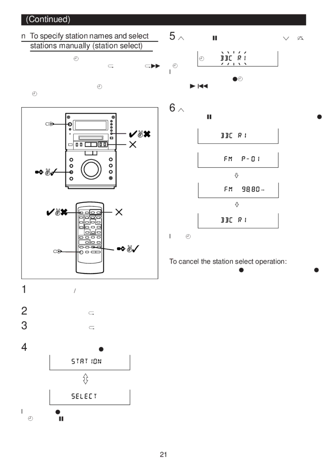 Sharp MD-M3H operation manual To cancel the station select operation 