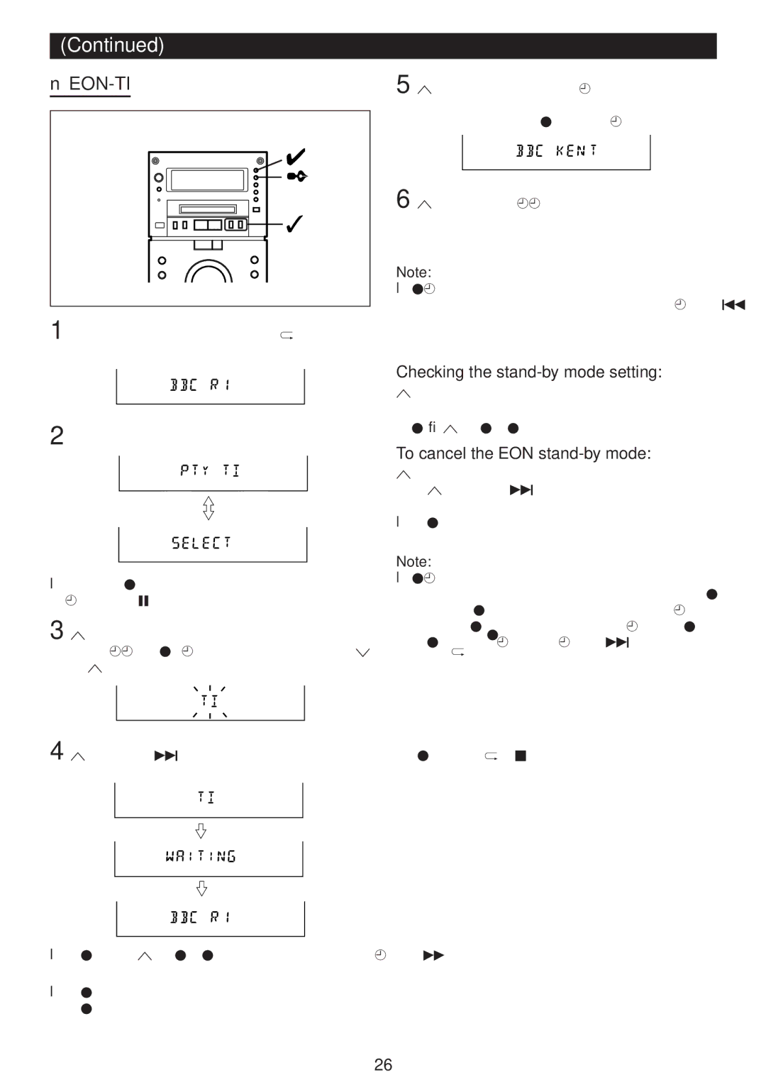 Sharp MD-M3H operation manual Eon-Ti, When in the EON stand-by mode, press the EON button 