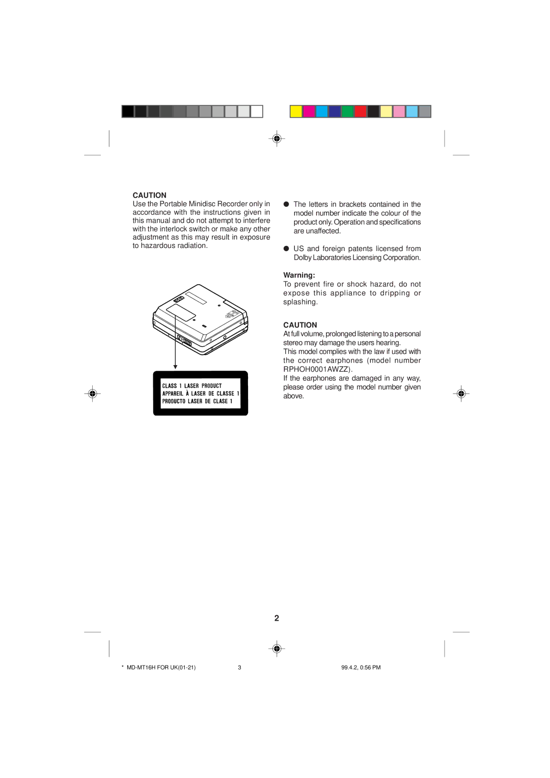 Sharp operation manual MD-MT16H for UK01-21 99.4.2, 056 PM 