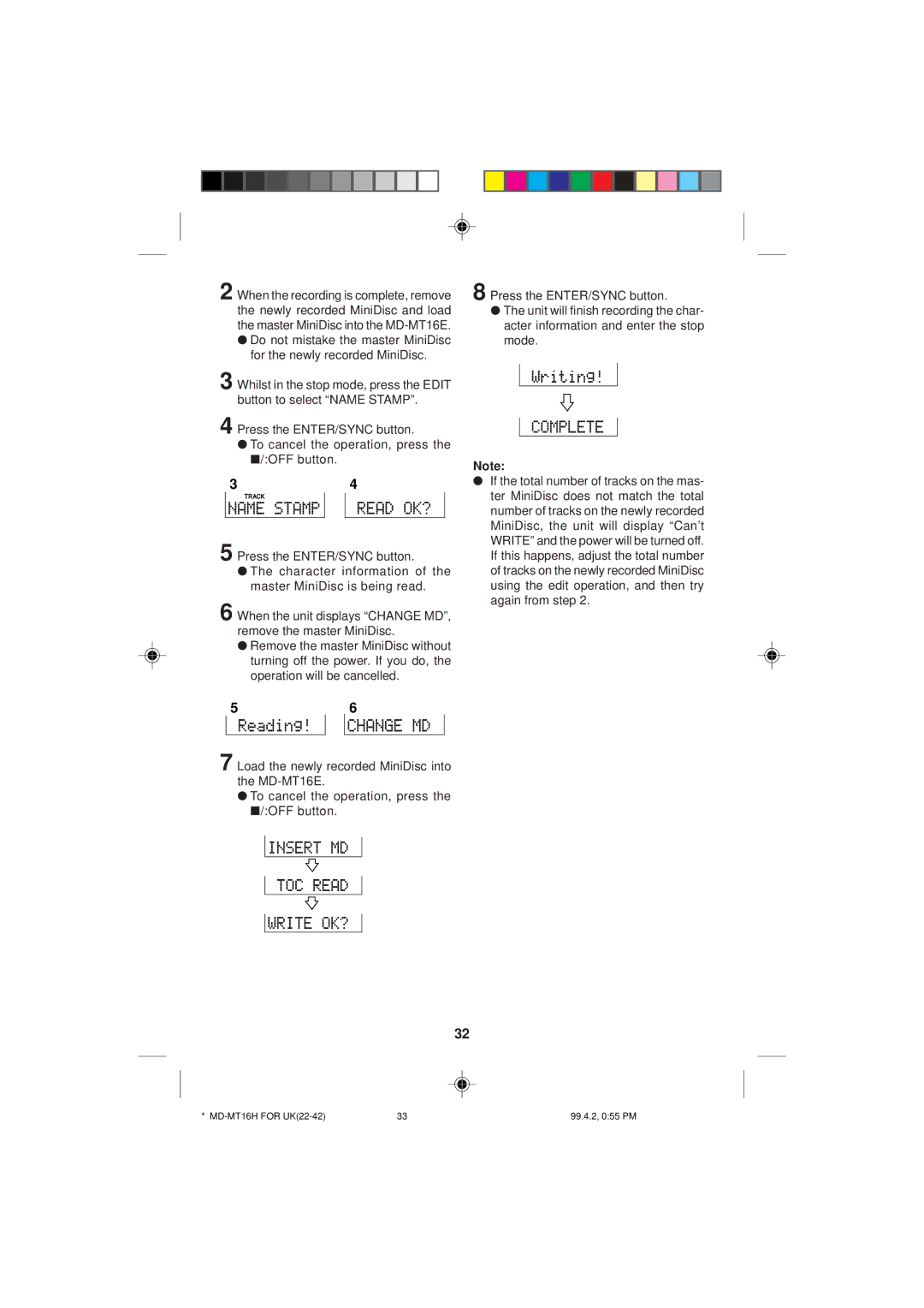 Sharp operation manual MD-MT16H for UK22-42 99.4.2, 055 PM 