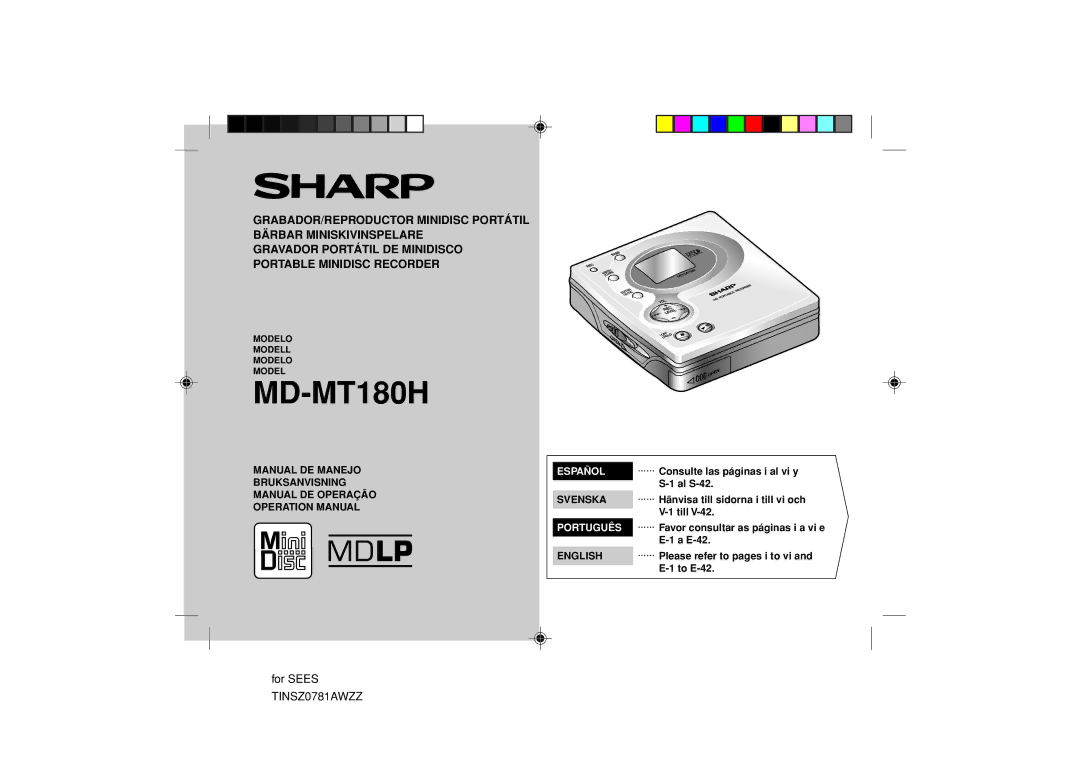 Sharp MD-MT180H operation manual 