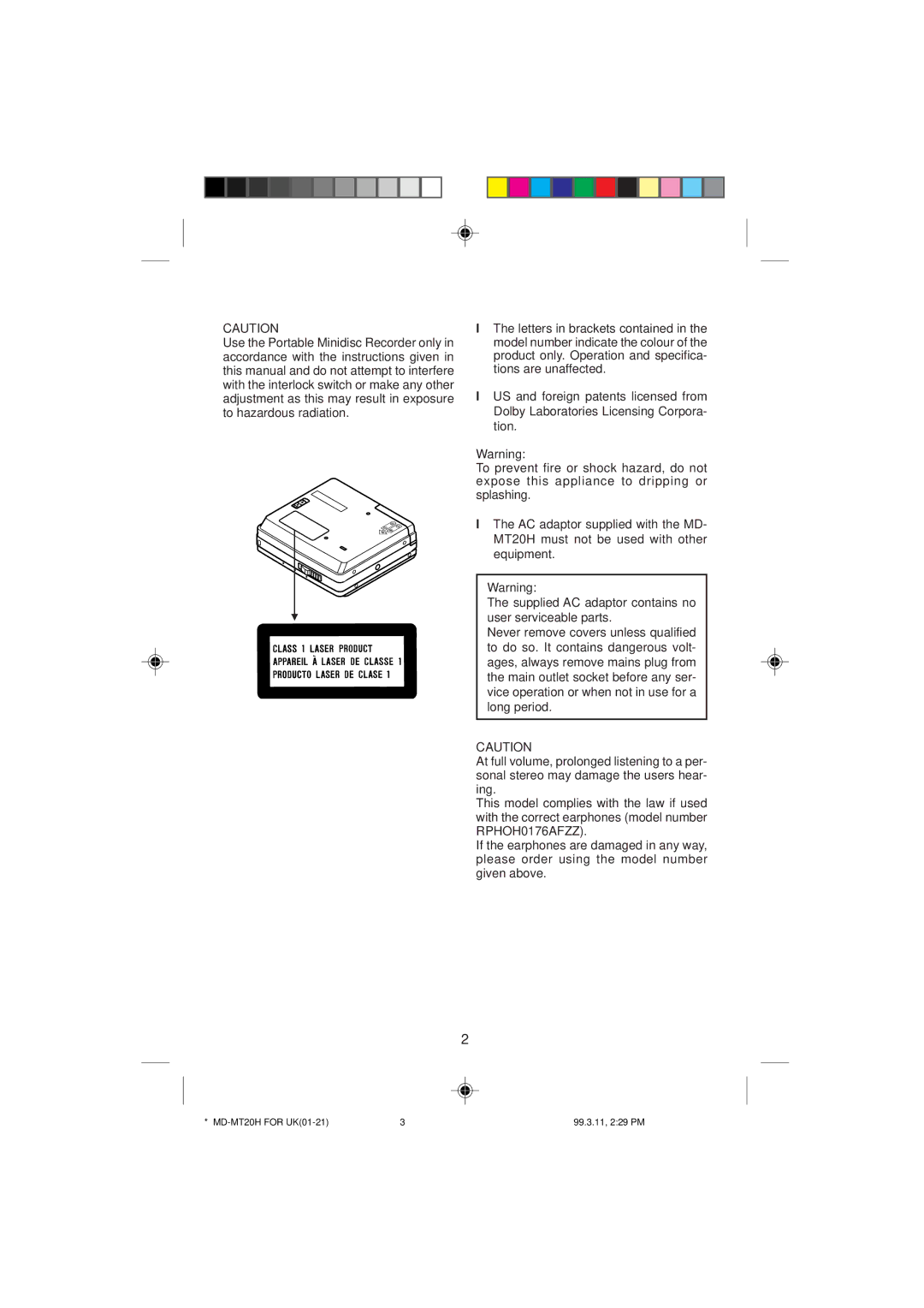 Sharp operation manual MD-MT20H for UK01-21 99.3.11, 229 PM 