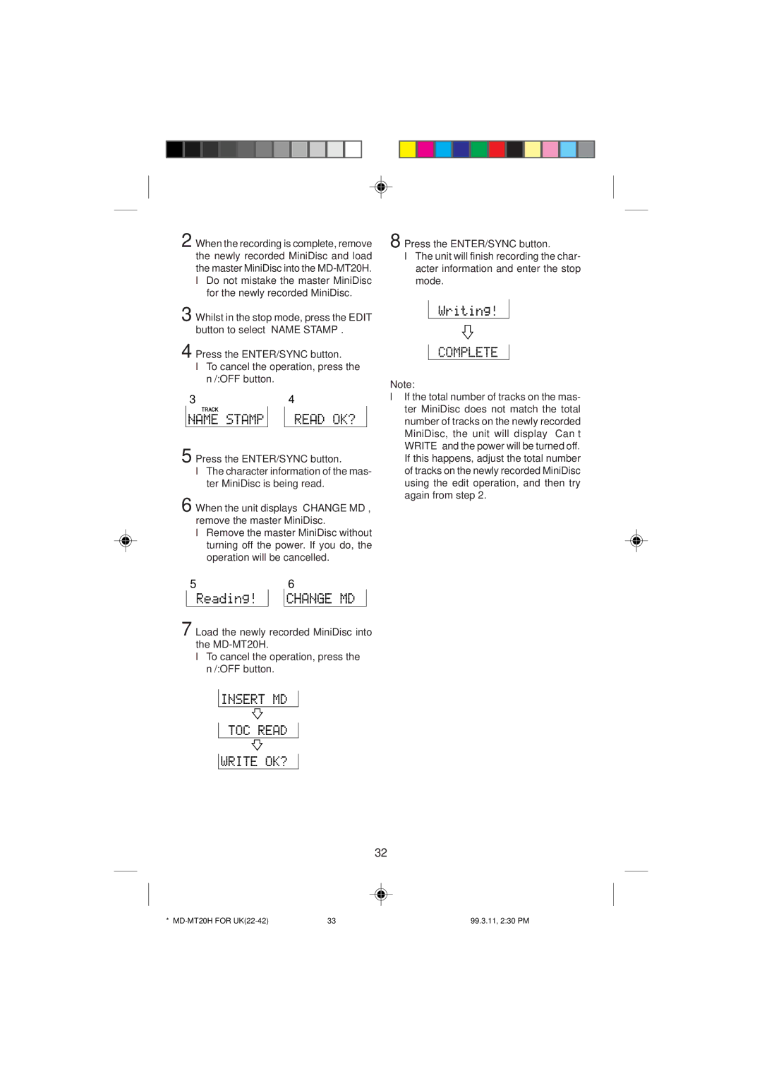 Sharp operation manual MD-MT20H for UK22-42 99.3.11, 230 PM 