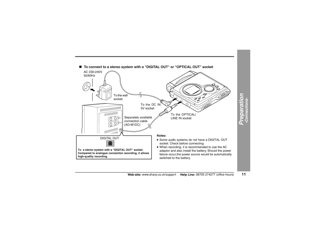 Sharp MD-MT80H operation manual Preparation 