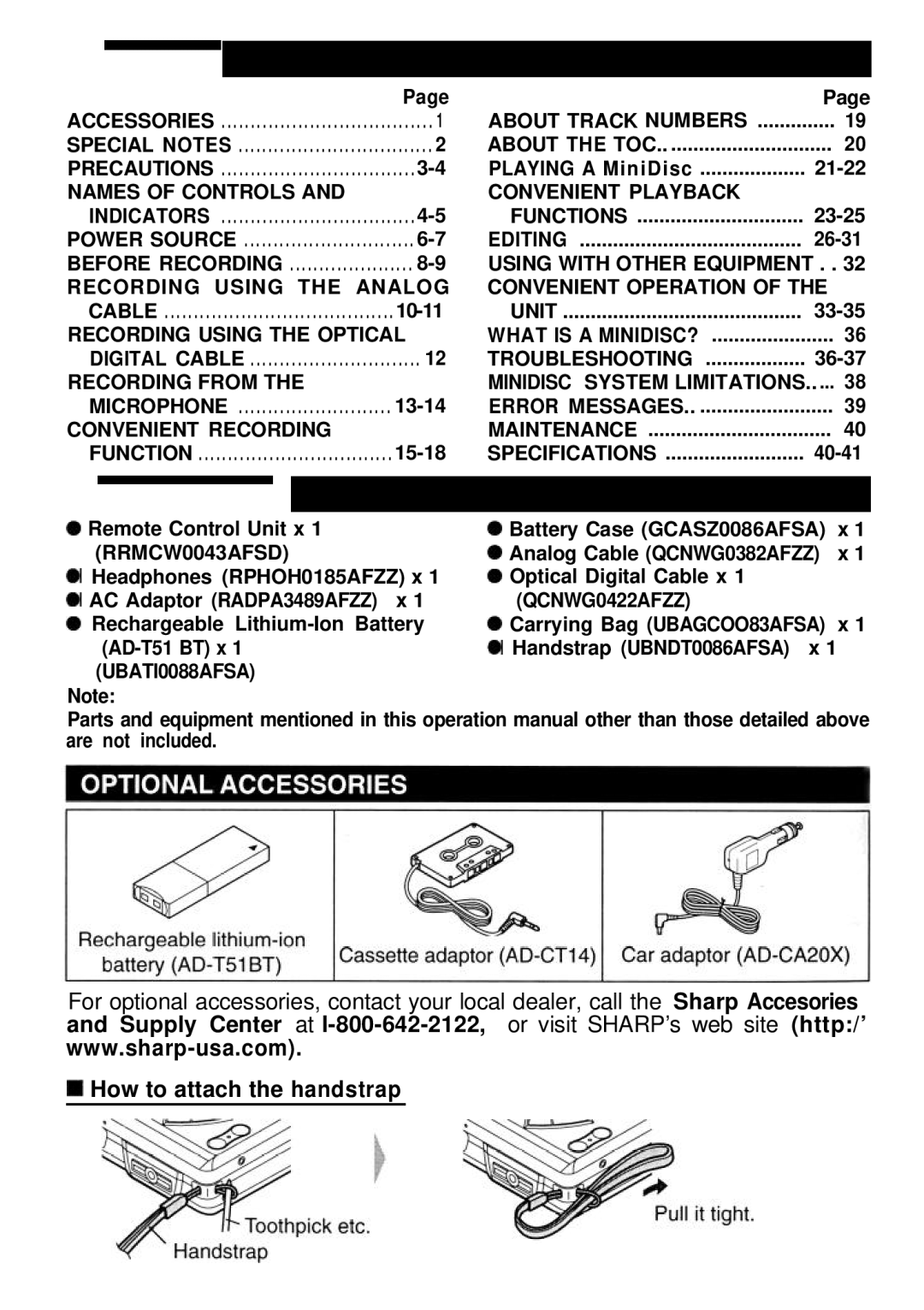 Sharp MD-MT821 manual How to attach the handstrap 