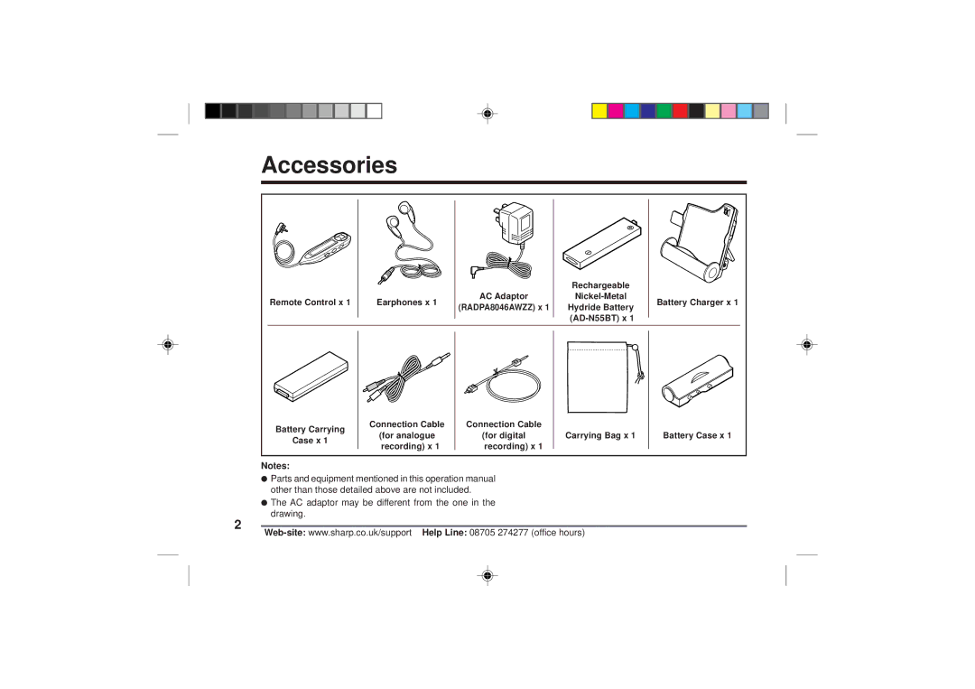 Sharp MD-MT866H operation manual Accessories 