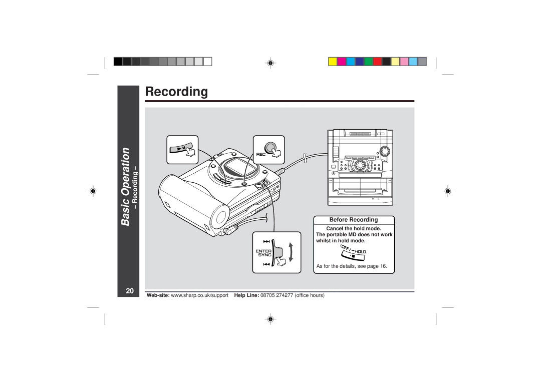 Sharp MD-MT866H operation manual Basic Operation Recording, Before Recording 