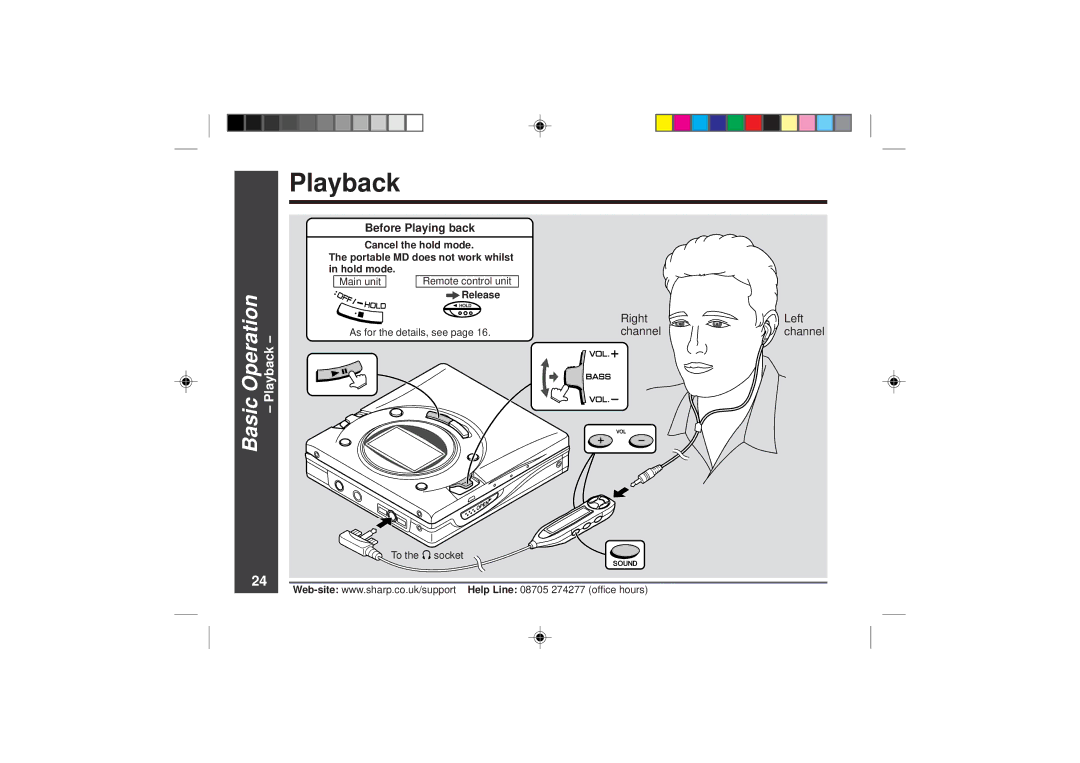 Sharp MD-MT866H operation manual Playback, Basic, Before Playing back, Right Left Channel 