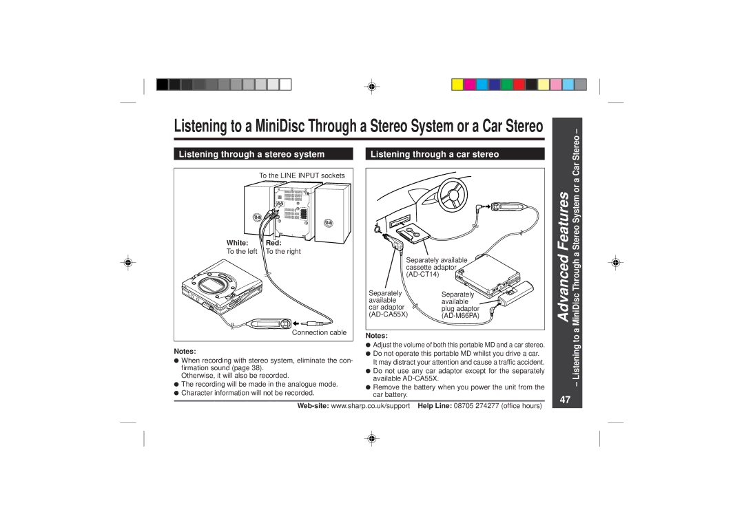 Sharp MD-MT866H operation manual White Red, AD-CA55X 