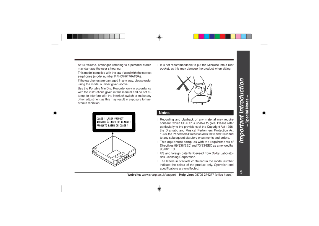 Sharp MD-MT866H operation manual Introduction 