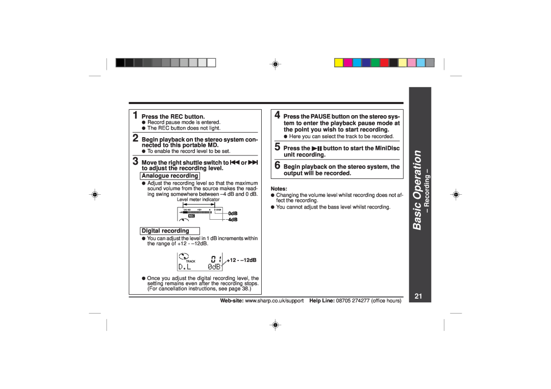 Sharp MD-MT866H operation manual Press the REC button, Analogue recording, Digital recording 