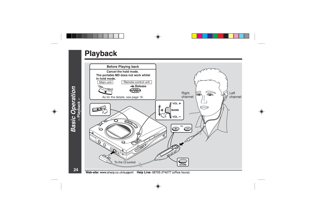 Sharp MD-MT866H operation manual Playback, Basic, Operation, Before Playing back, Right, Left, channel 