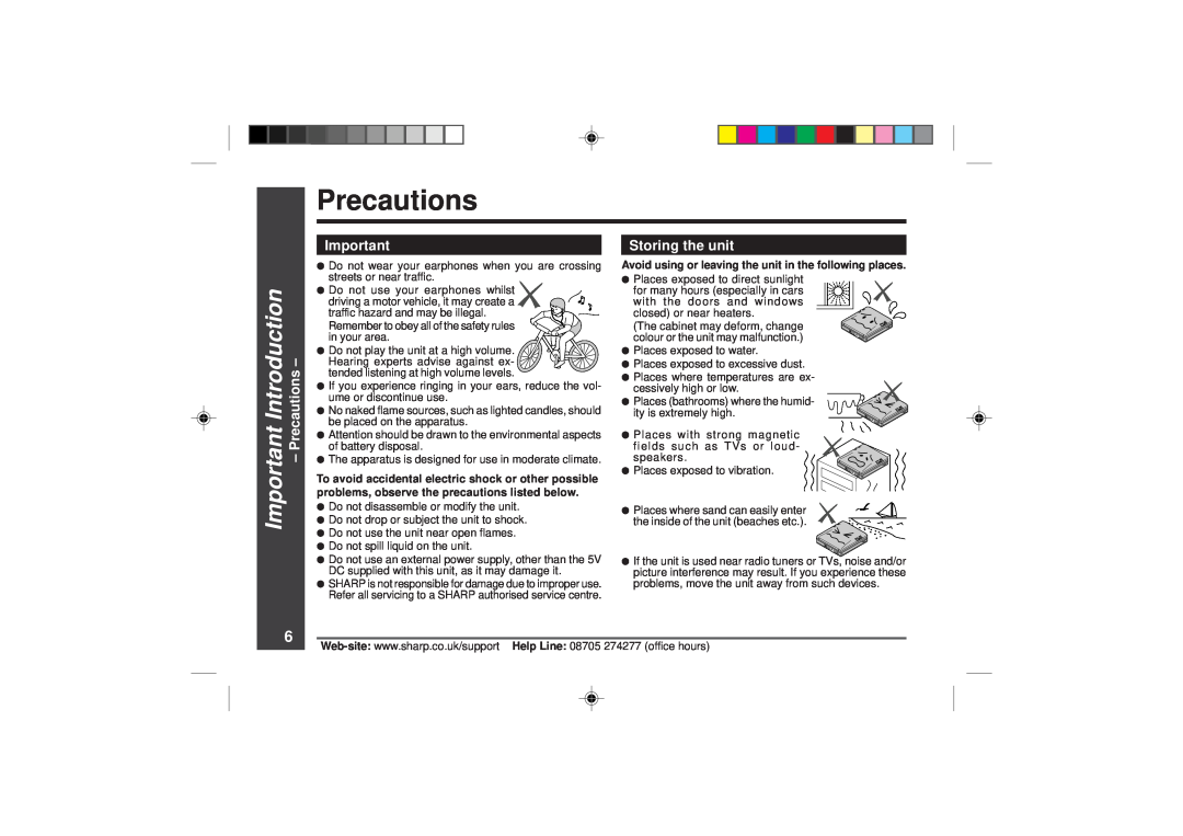 Sharp MD-MT866H operation manual Precautions, Important Introduction, Storing the unit 