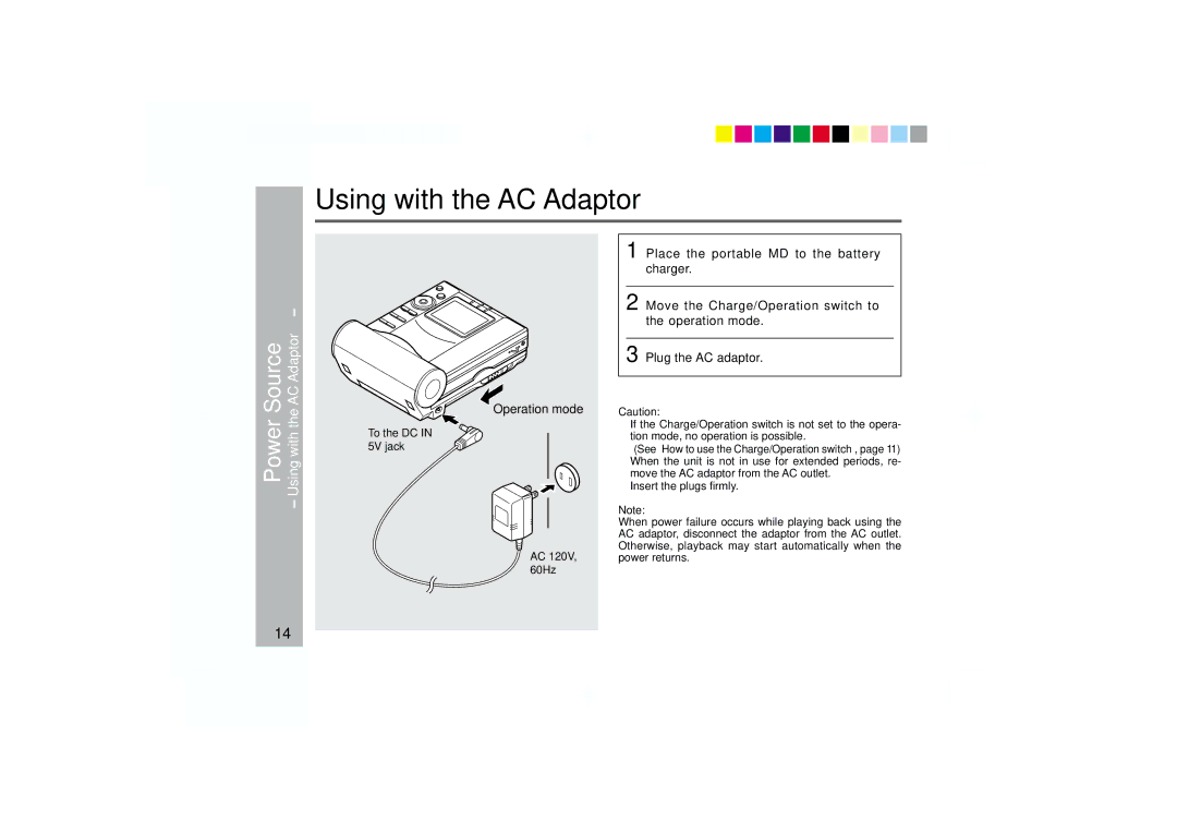 Sharp MD-MT877 operation manual Using with the AC Adaptor, UsingwiththeACAdaptor 