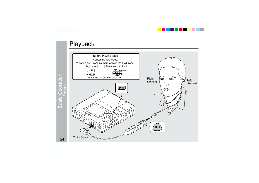 Sharp MD-MT877 operation manual Playback, Before Playing back, Release 