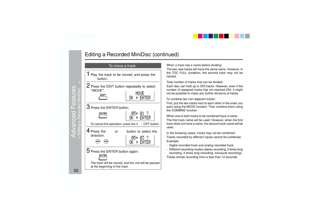 Sharp MD-MT877 operation manual To move a track 