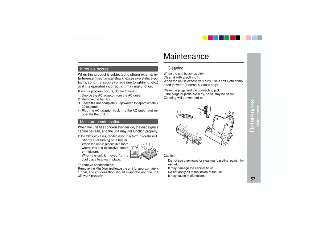 Sharp MD-MT877 operation manual Maintenance, If trouble occurs, Moisture condensation, Cleaning 