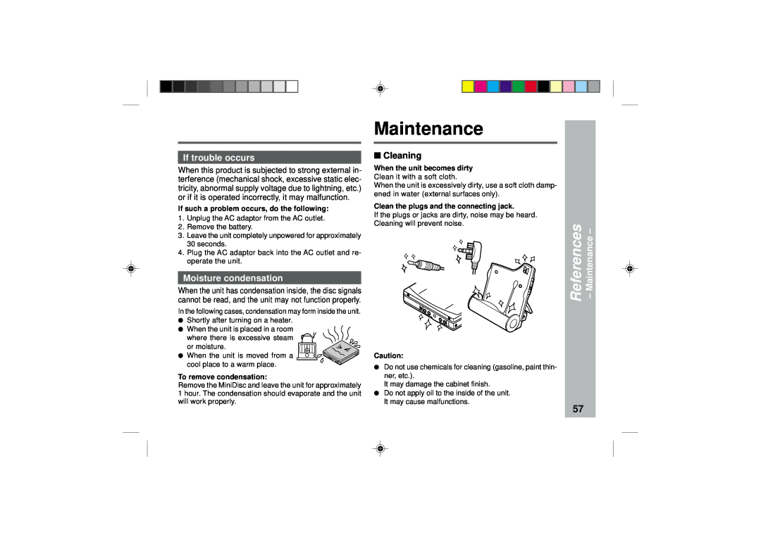 Sharp MD-MT877 operation manual Maintenance, If trouble occurs, Moisture condensation, Cleaning, References 