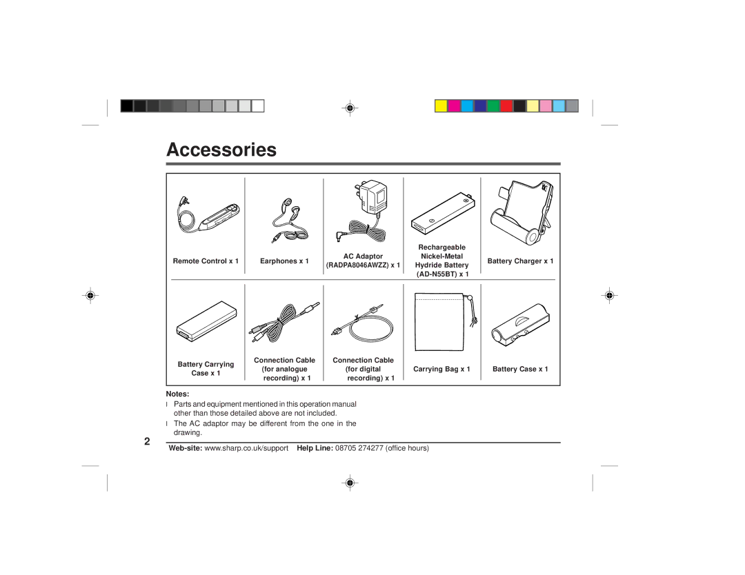 Sharp MD-MT877H operation manual Accessories 