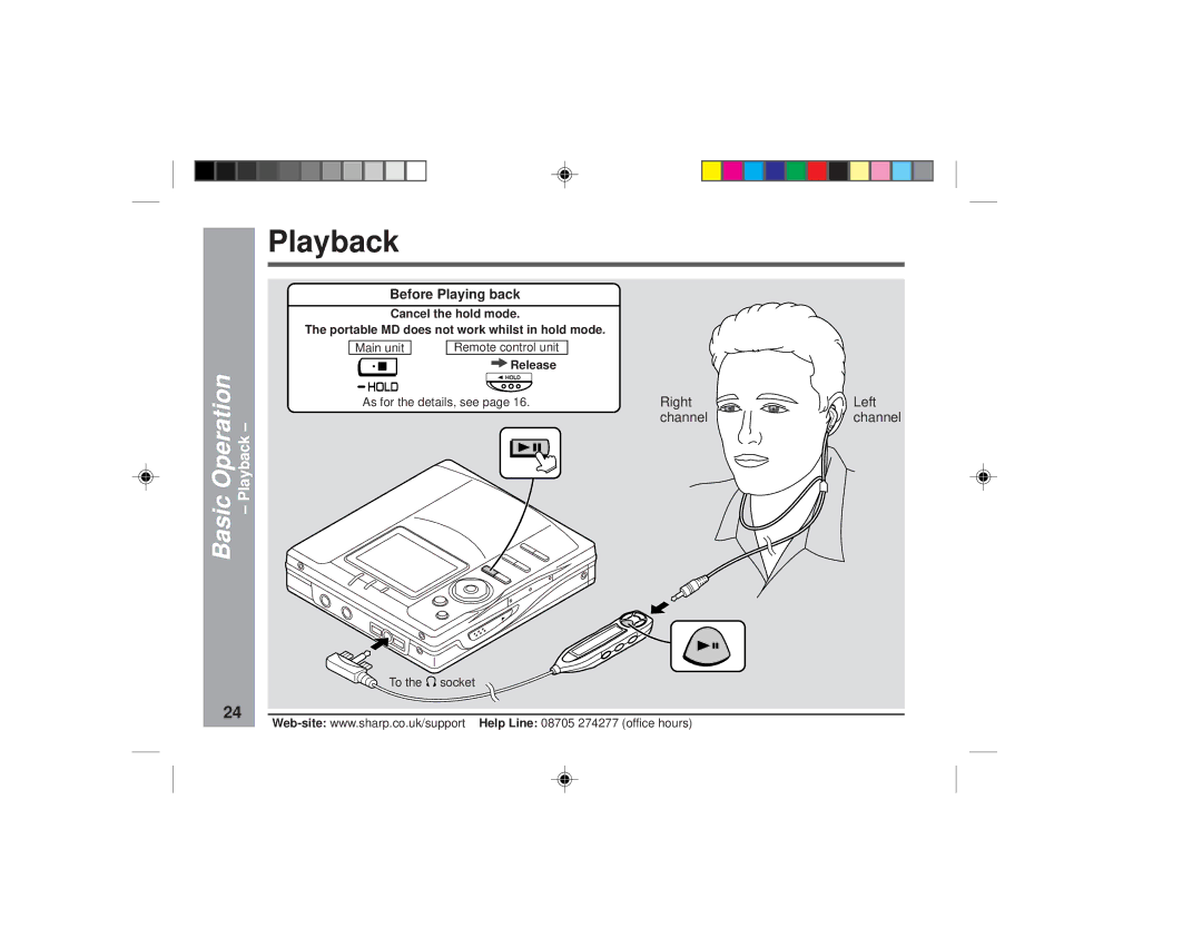 Sharp MD-MT877H operation manual Playback, Basic, Before Playing back, Right Left Channel 