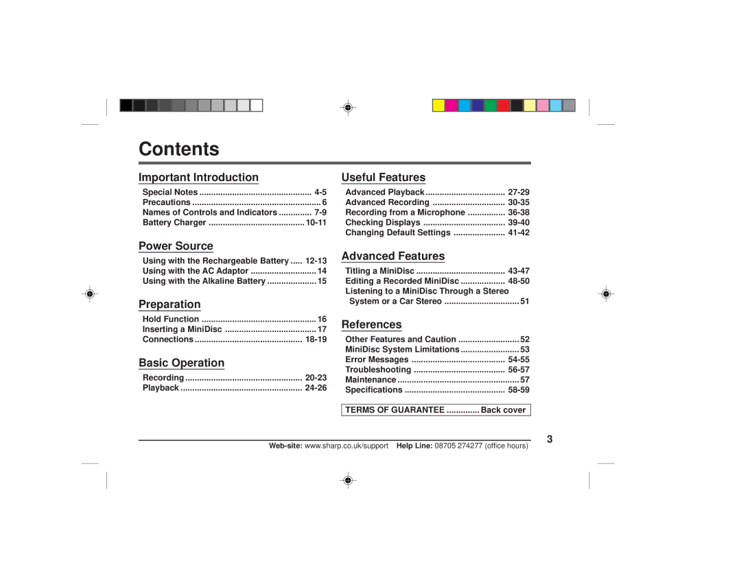 Sharp MD-MT877H operation manual Contents 