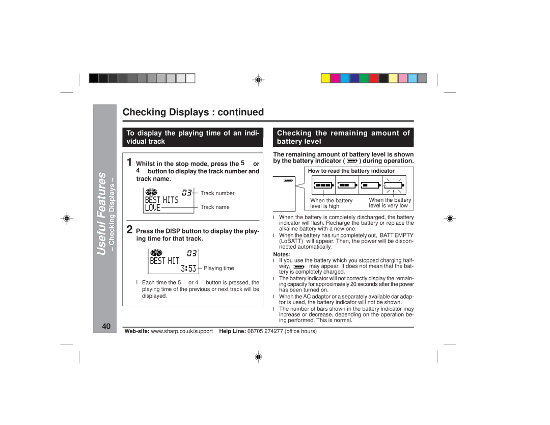 Sharp MD-MT877H operation manual Checking Displays, To display the playing time of an indi, Vidual track 