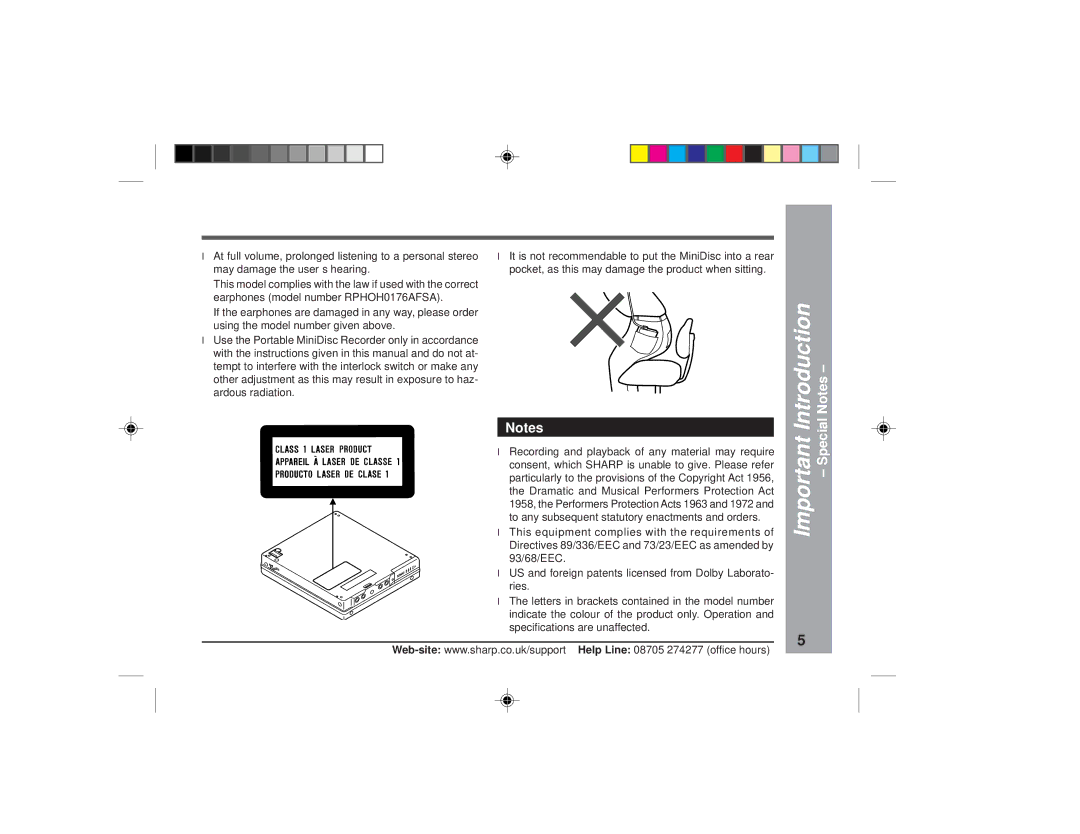 Sharp MD-MT877H operation manual Introduction 