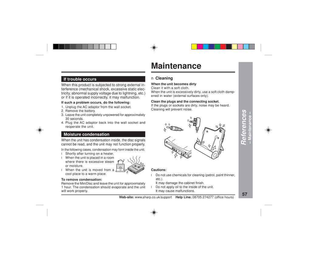 Sharp MD-MT877H operation manual Maintenance, If trouble occurs, Moisture condensation 