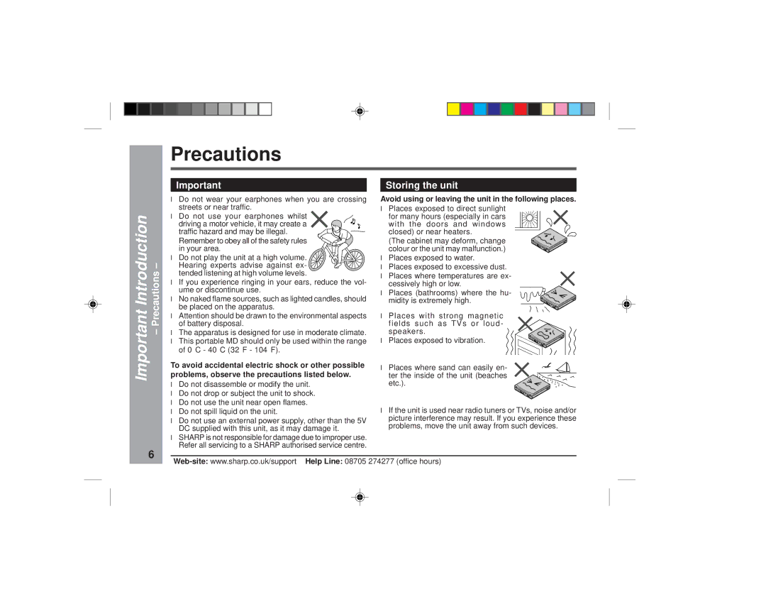 Sharp MD-MT877H operation manual Precautions, Storing the unit, Avoid using or leaving the unit in the following places 